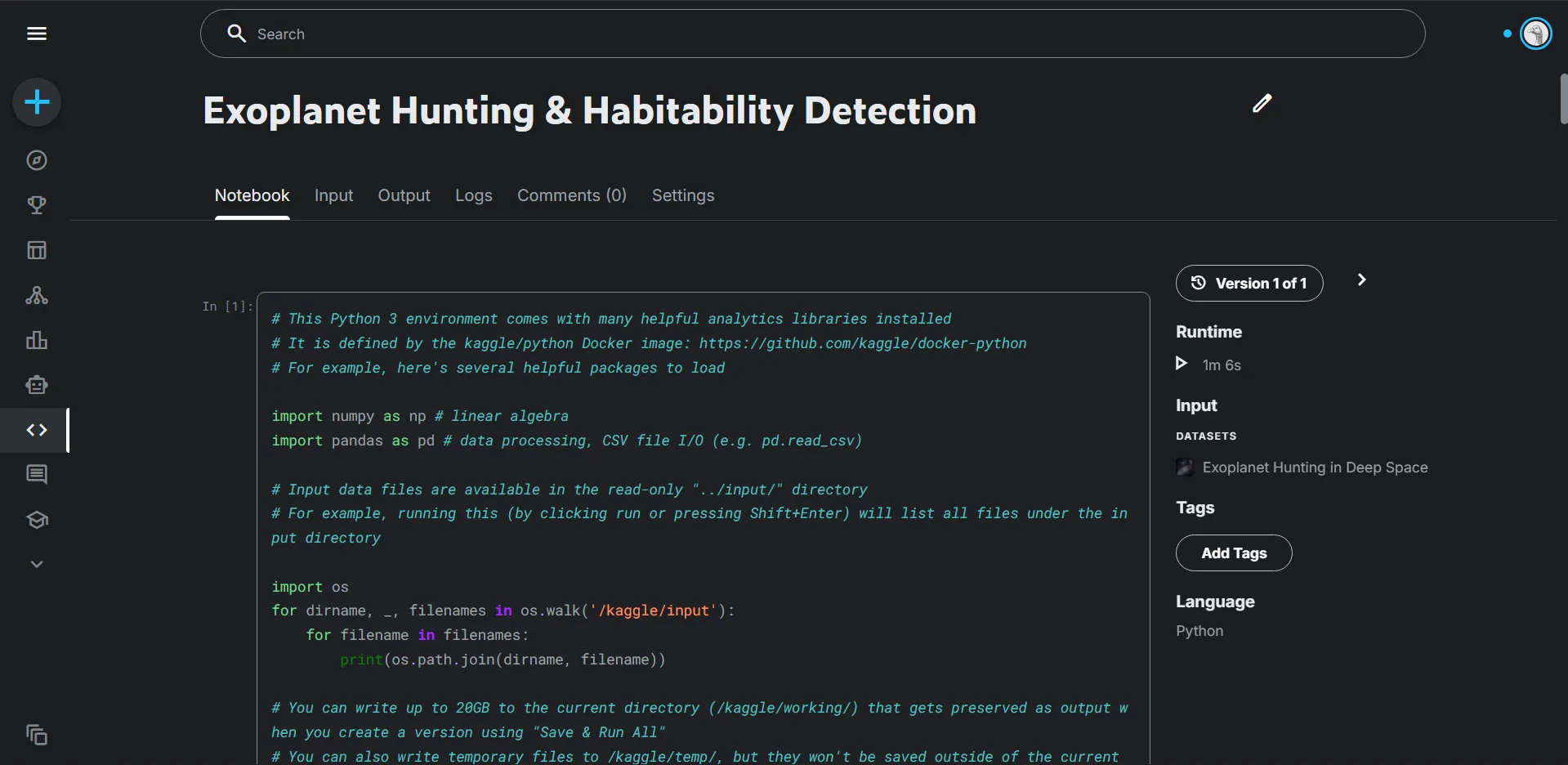 Screenshot of Exoplanet Hunting using Machine Learning