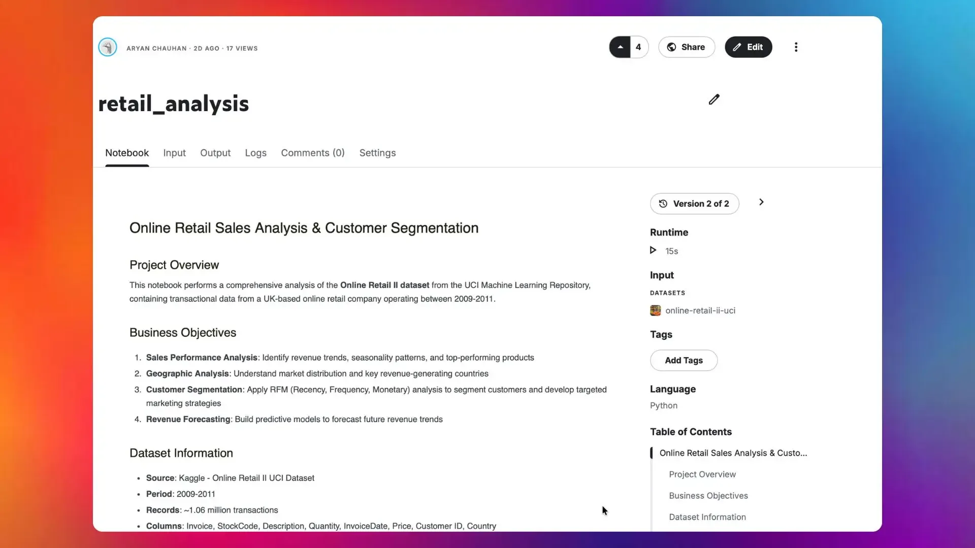 Screenshot of Online Retail Sales Analysis & Customer Segmentation