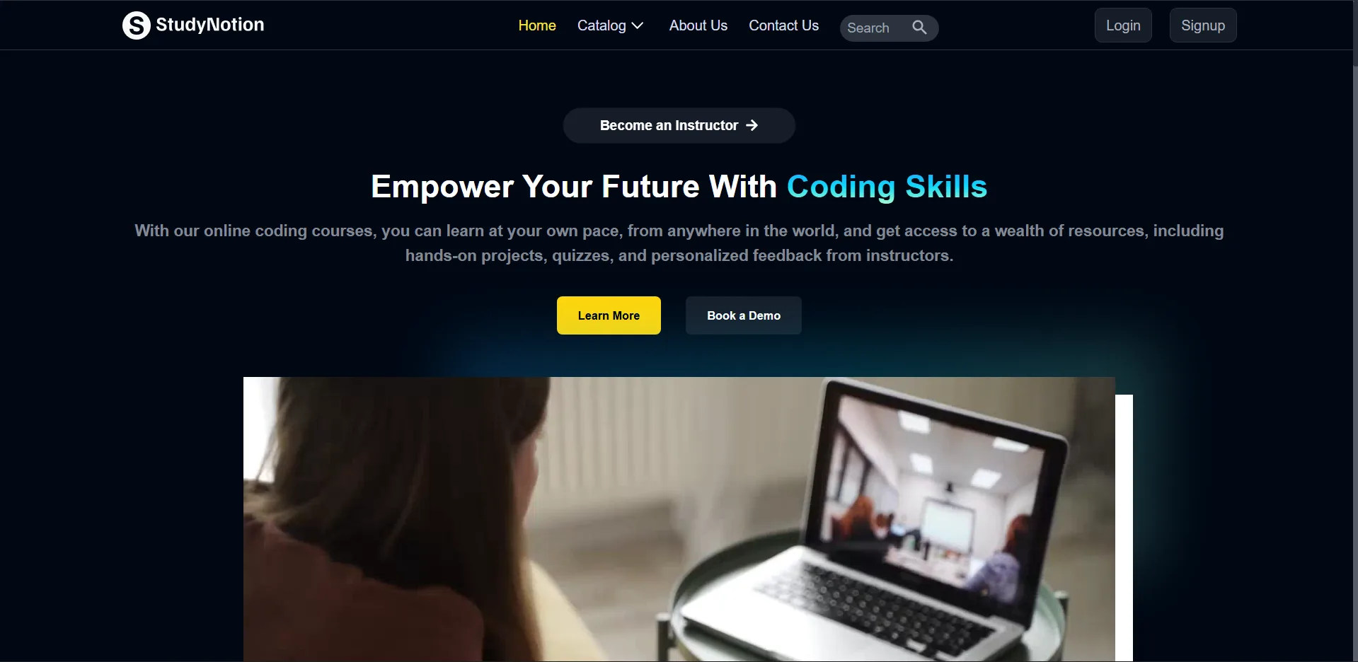 Screenshot of StudyNotion EdTech platform